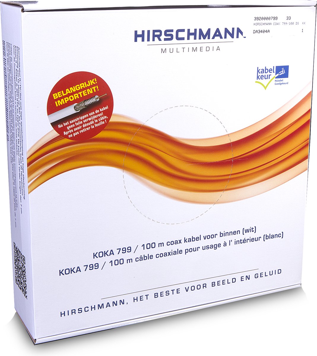 Hirschmann KOKA799 - Coax Kabel - 100 m - Wit | bol.com