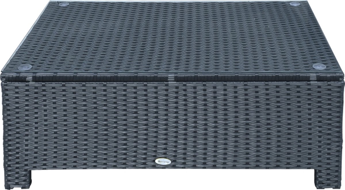 Tuintafel - Tuintafeltje - Balkontafel - Bijzettafel - Koffietafel - Poly Rattan - Grijs - 85 cm x 50 cm x 39 cm