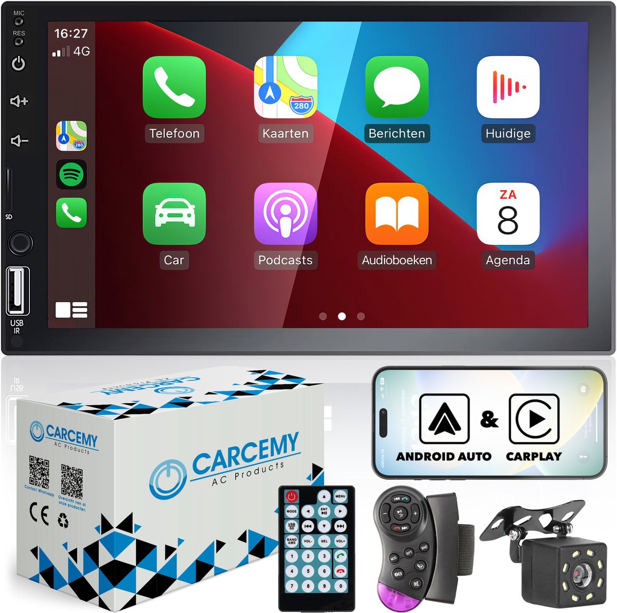 Acheter Autoradio 1 Din 6.2 pouces écran Auto stéréo Android Auto Carplay  MP5 lecteur multimédia voiture Bluetooth Radio MirrorLink