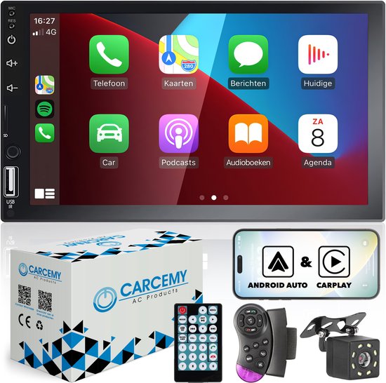 Universele Autoradio met APPLE CARPLAY en ANDROID AUTO, Bluetooth, USB &  Aux -... | bol.com