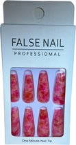 Press On Nails - Nep Nagels - Marble - Roze - Coffin - Manicure - Plak Nagels - Kunstnagels nailart - Zelfklevend - 3