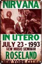 Signs-USA - Panneau de concert - métal - Nirvana - Roseland New York - 20x30 cm