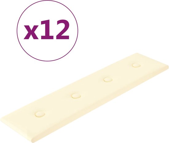 vidaXL-Wandpanelen-12-st-1,08-m²-60x15-cm-kunstleer-crèmekleurig