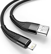 Câble de charge USB A vers Lightning - Câble tressé - 3A - Charge rapide - 0,2M - Zwart