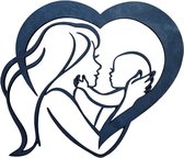 LBM hart mama en baby - muurdecoratie - 50 cm - zwart