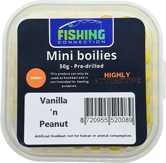 Mini Boilies (pre-drilled) 'Vanilla 'n Peanut' 9mm - 50g - Method Feeder Aas/voer - Miniboilies Haakaas van Merkloos — afbeelding 4