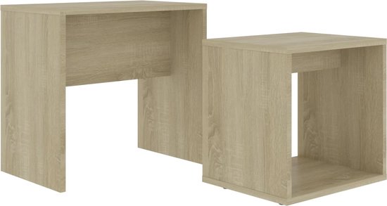 vidaXL - Salontafelset - 48x30x45 - cm - bewerkt - hout - sonoma - eikenkleurig