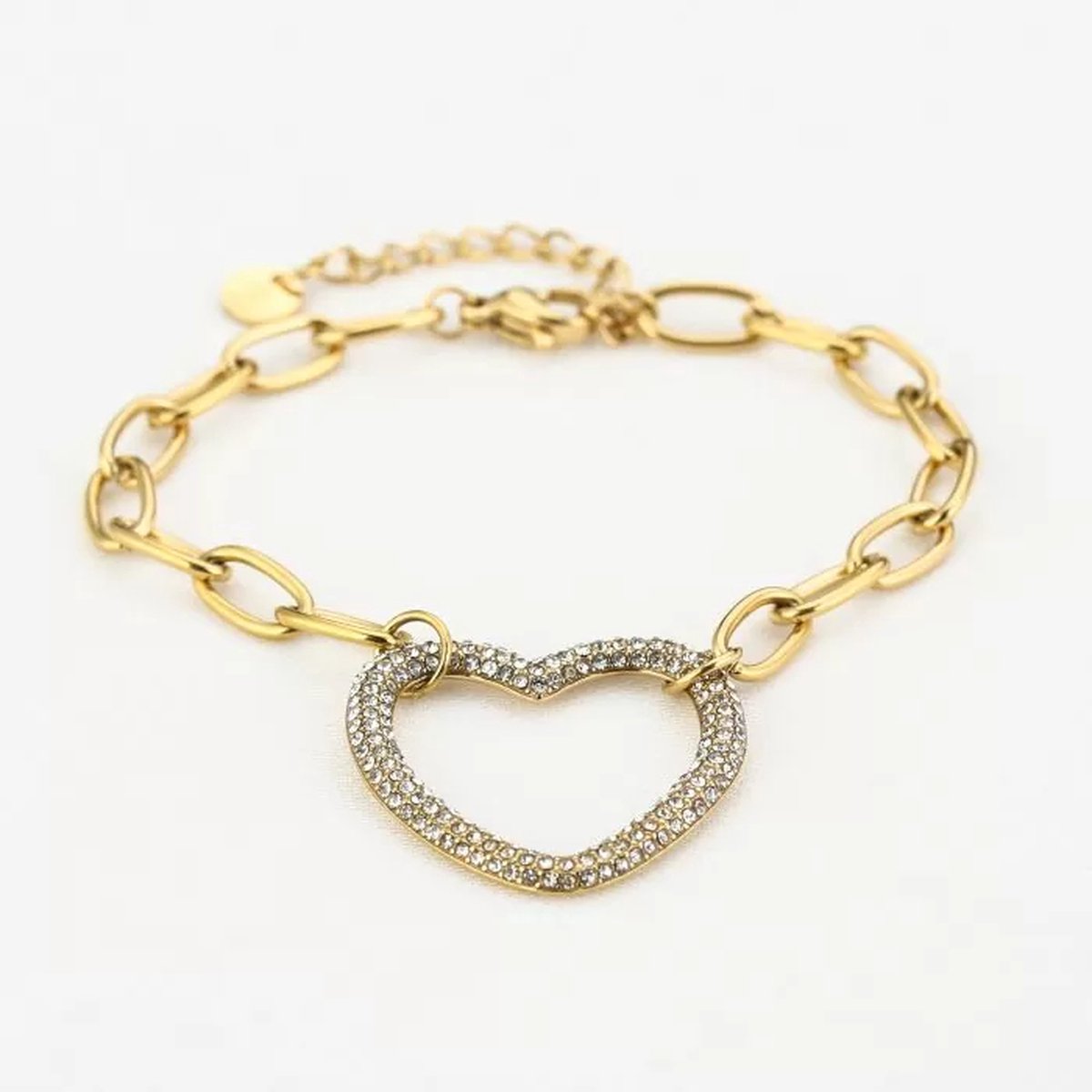 Bijoutheek Armband (sieraad) Schakel Hart Zirkonia Zilver
