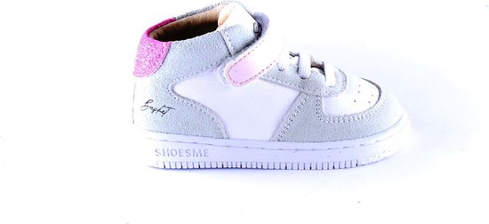 Baby | Babysneakers | Meisjes | Grey White Pink | Leer | Shoesme |