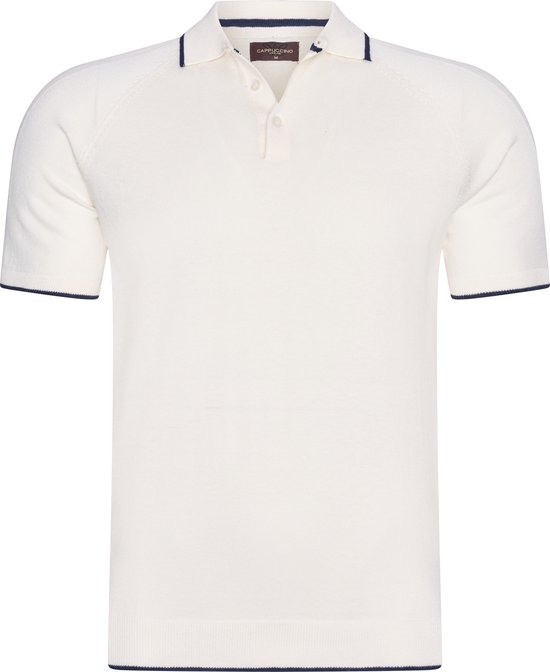 Cappuccino Italia - Heren Polo SS Tipped Tricot Polo - Wit - Maat M