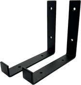 Maison DAM 2x Plankdrager L vorm up - Wandsteun – 15cm – Mat zwart - Incl. bevestigingsmateriaal + schroefbit