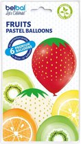 6 x latex ballonnen aardbei, kiwi, sinaasappel, citroen, enx [ SKU © Promoballons ]