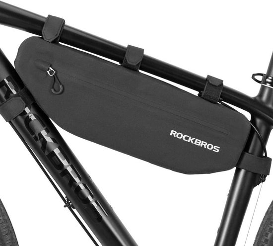 Sac de cadre de vélo étanche RockBros - Sacoches de vélo à tube supérieur - Vélo de route VTT - Portable - Universel - Réfléchissant avec fixation de sangle amovible - Capacité 3L/ 4L - Noir