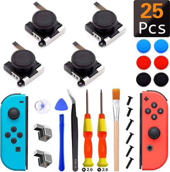 Kit de réparation 25 en 1 adapté à la Nintendo Switch - Pour la réparation  de 4 Joy cons ! | bol.com