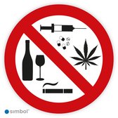 Simbol® - Stickers Verboden voor drugs, alcohol en roken - Formaat ø 5 cm.