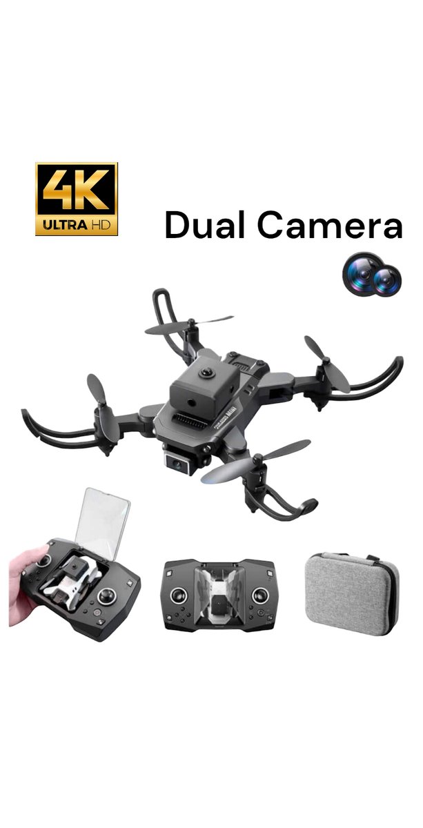 Mini Drone Dual 4k Camera- 50x zoom -Vaste Hoogte- Intelligente obstakelvermijding -Fallow Me- 360 Tumbling