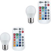 LED Kogellampen E27 met afstandsbediening - Wit & 16 kleuren licht - Universeel - DUOPACK