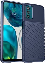 Mobigear Hoesje geschikt voor Motorola Moto G42 Telefoonhoesje Flexibel TPU | Mobigear Groove Backcover | Moto G42 Case | Back Cover - Blauw