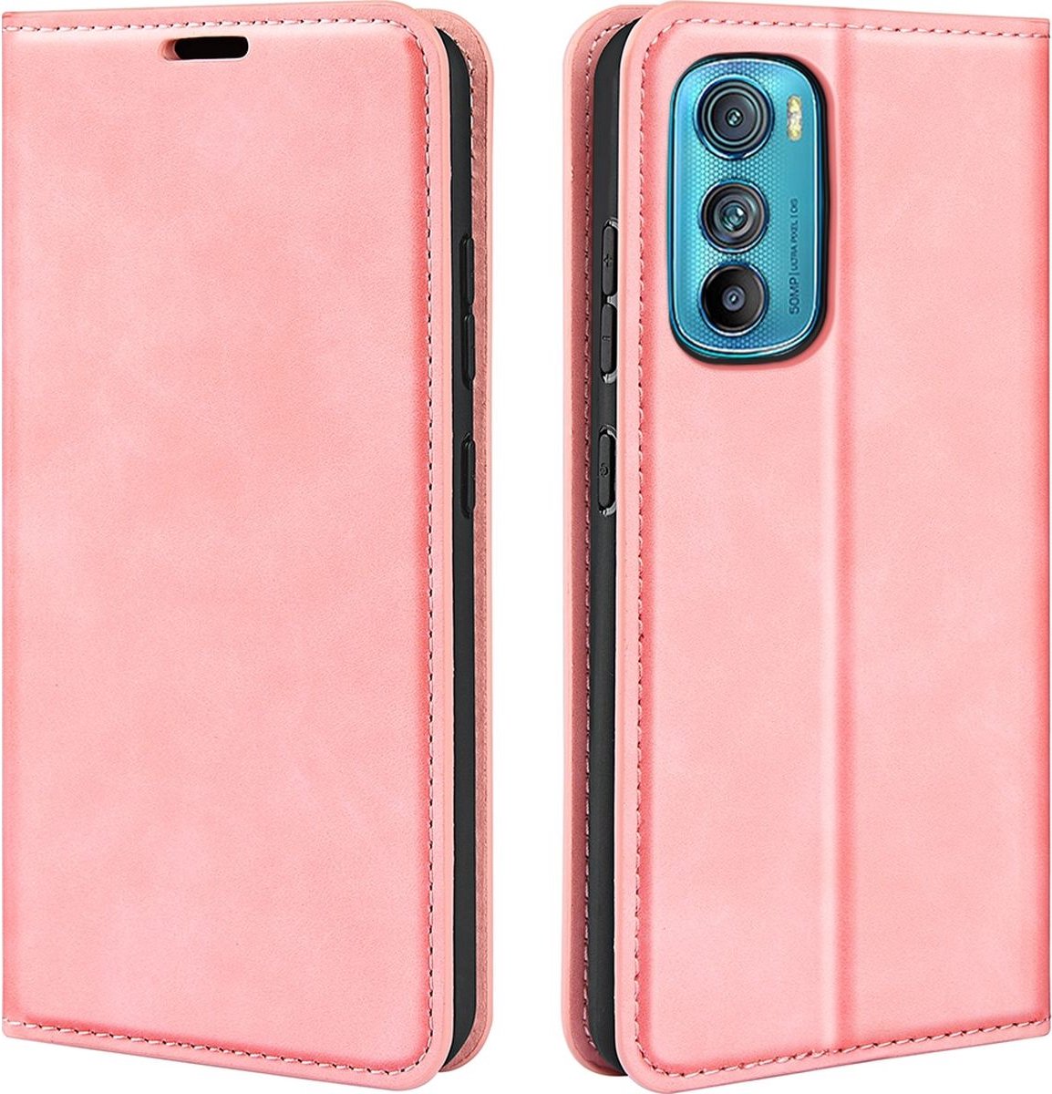 Mobigear Telefoonhoesje geschikt voor Motorola Edge 30 Hoesje | Mobigear Retro Slim Bookcase Portemonnee | Pasjeshouder voor 3 Pasjes | Telefoonhoesje voor Pinpas / OV Kaart / Rijbewijs - Roze