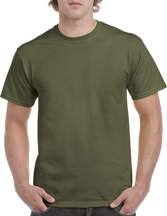 T-shirt met ronde hals 'Heavy Cotton' merk Gildan Military Green - XXL