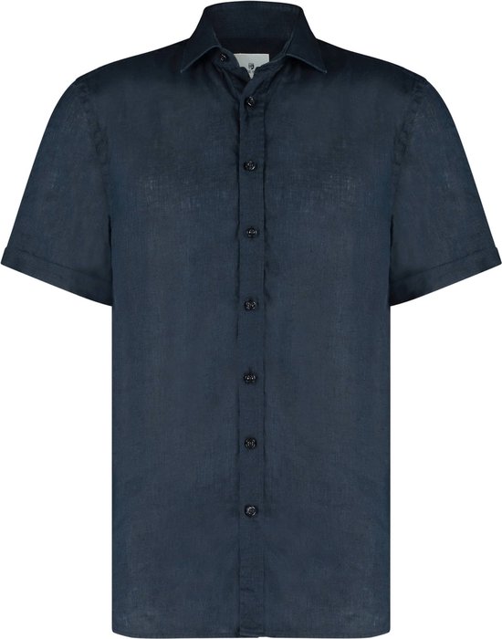 State of Art - Short Sleeve Overhemd Linnen Navy - Heren - Maat XL - Regular-fit