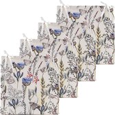 Anna's collection Coussin de chaise fleur - 4x - blanc/violet - 40 x 40 cm - intérieur/extérieur