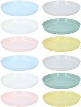 Alpina borden - 12x - gekleurd - kunststof - D18,5 cm - herbruikbaar