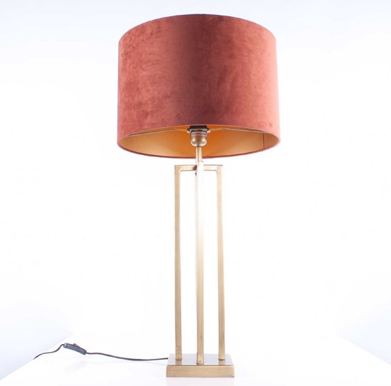 Tafellamp | 40 cm | roma vierkant | E27 | brons roestbruin koper | metaal stof | moderne romantische sfeerverlichting