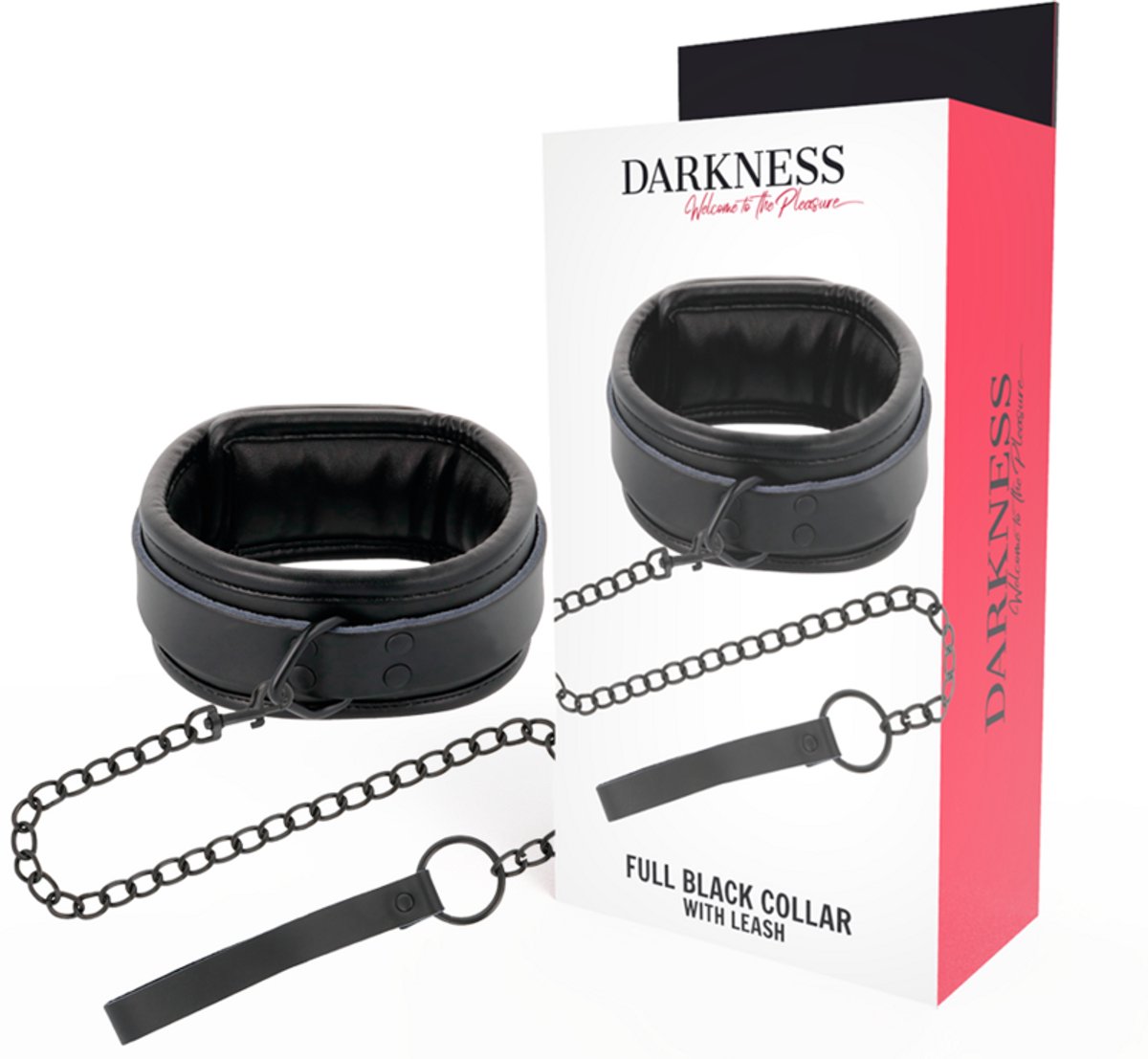 DARKNESS BONDAGE | Darkness Full Black Collar With Leash
