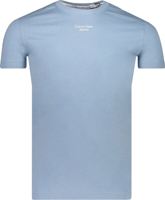 Calvin Klein T-shirt Blauw Getailleerd - Maat XS - Mannen - Lente/Zomer Collectie - Katoen
