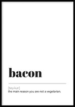 Poster Bacon - 30x40 cm met Fotolijst - Woordenboek poster - Ingelijst – WALLLL
