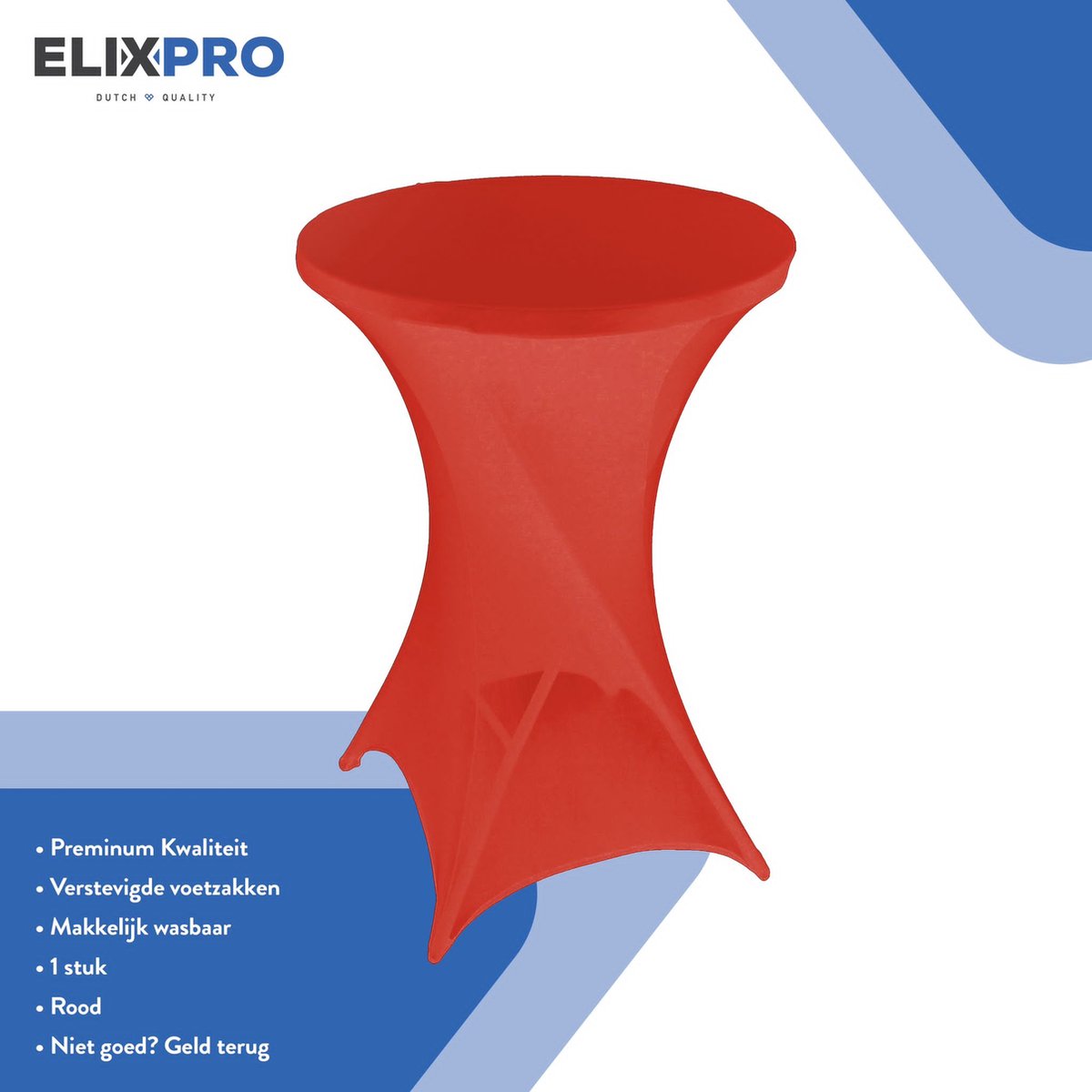 ElixPro - Premium statafelrok Rood 1x - ∅80 x 110 cm - Tafelrok- Statafelhoes - Tafelhoezen voor statafel - Staantafelhoes - Extra dik voor een Premium uitstraling