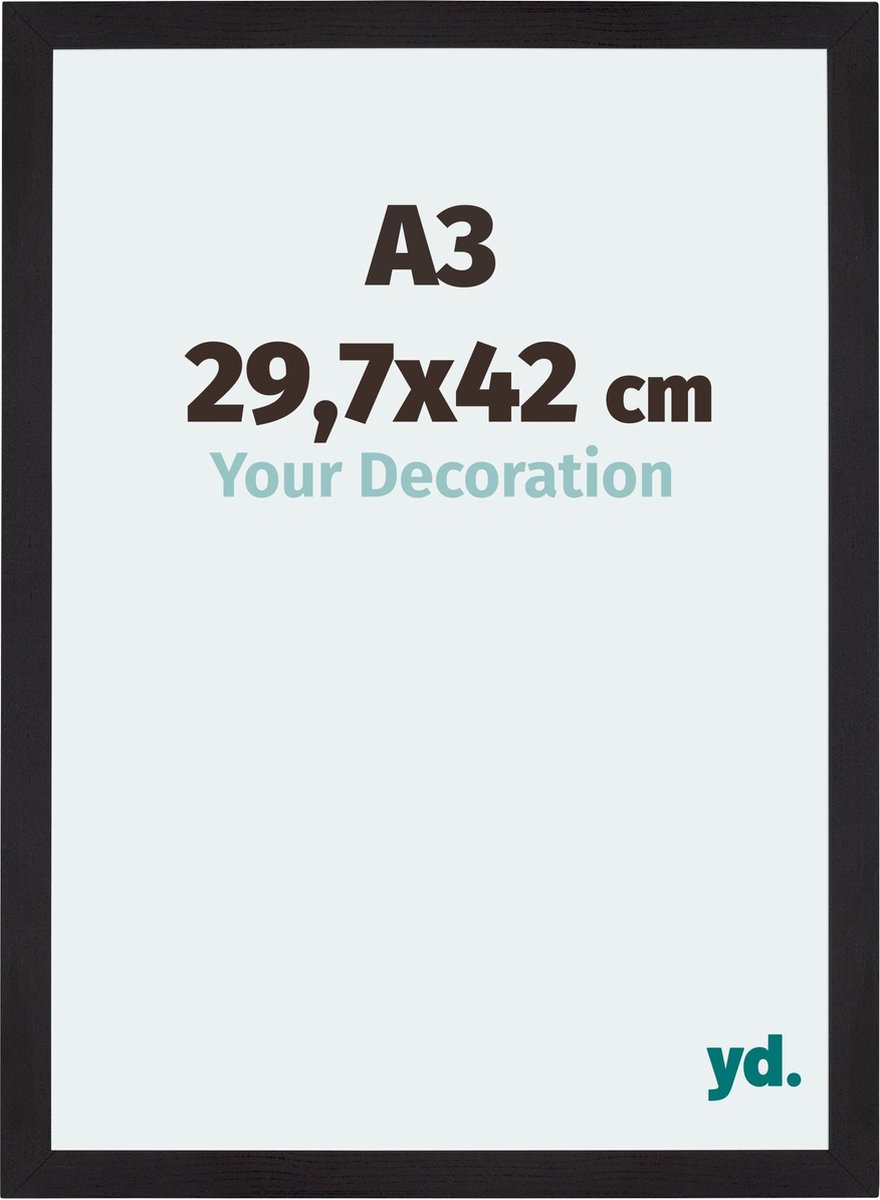 yd. Your Decoration - Fotolijst A3 29,7x42 cm - MDF - Zwart Houtnerf - Mura