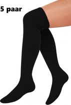 5x Paire Chaussettes longues tricotées noires Taille 41-47 - Genou au-dessus - Chaussettes tyroliennes pour hommes et femmes bas chaussettes de football festival Oktoberfest football