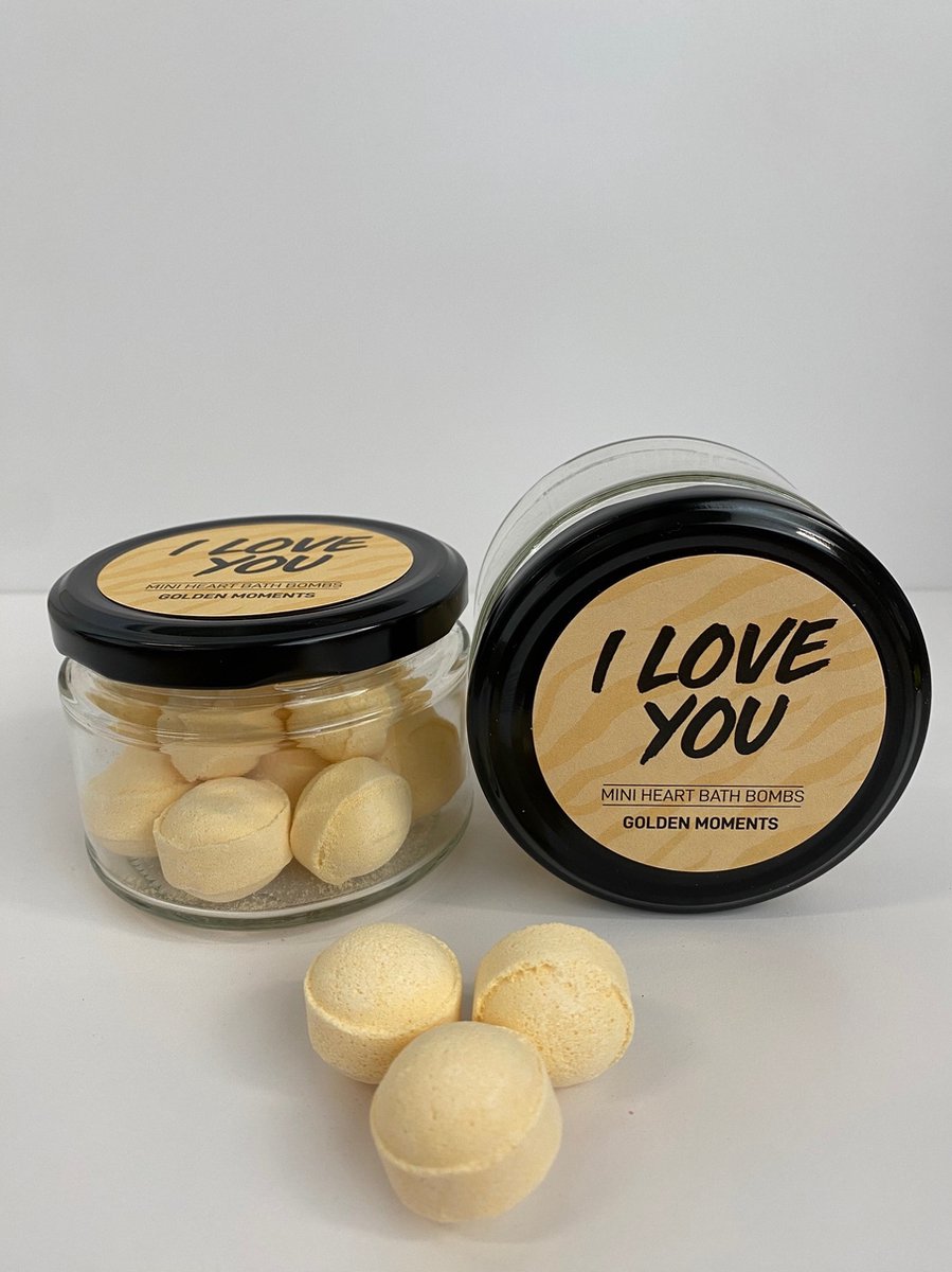 Goedkoopste Mini bath bombs in glazen potje I Love You