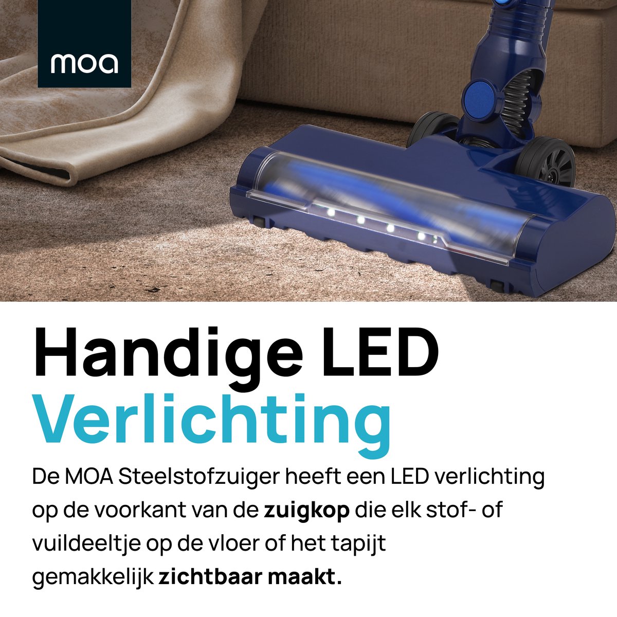 MOA Steelstofzuiger Ultra - 2-in-1 - Kruimeldief - Draadloos - 180 Watt - Zonder zak - VC03DB – foto 4