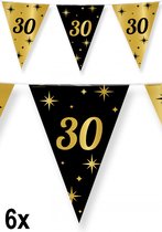 6x Luxe Vlaggenlijn 30 zwart/goud 10 meter - Classy - Dubbelzijdig bedrukt - Abraham Sarah festival thema feest party