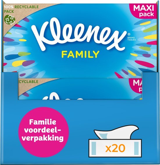 Kleenex tissues - Family Box - Voordeelverpakking - 20 x 128 stuks = 2560 zakdoekjes