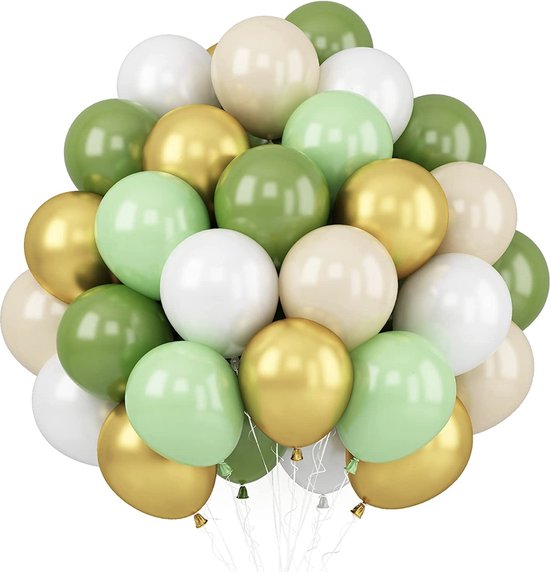 Ballonnen mix salie groen - zand - goud || Voor 16:00 besteld = volgende werkdag verzonden