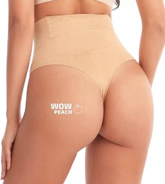 Wow Peach - String Tummy Control - Shapewear - Corrigerende Hoge Taille String - Nude - One Size