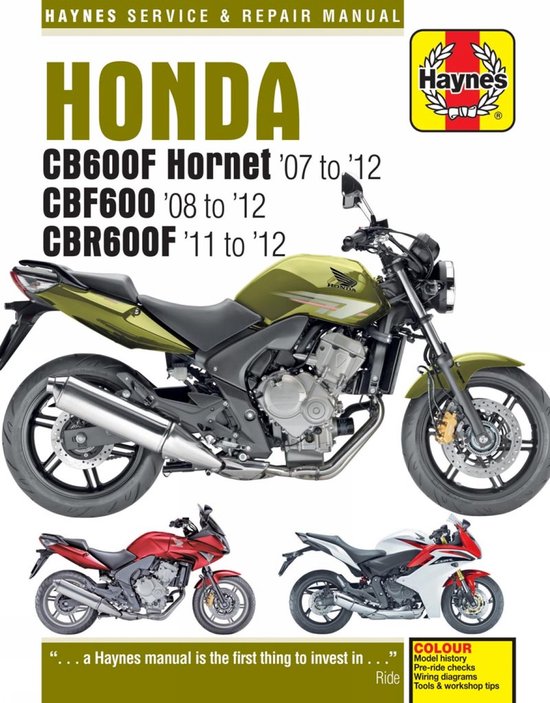 Honda CB600 Hornet, CBF600 & CBR600F (07 - 12) Haynes Repair ... - cover