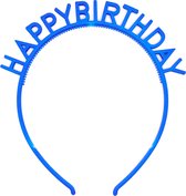 Diadeem happy birthday blauw - kinderfeestje - verjaardag