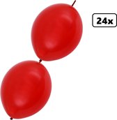 24x Doorknoop ballon rood 25cm – Link Ballon - festival gala themafeest verjaardag party trouwen