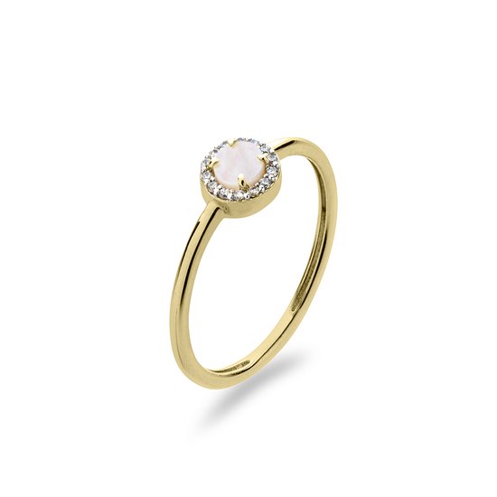 Belle Bague Or 14 Carats Perle Ring Sertissage Zircones 17,75 mm. (taille 56) | Anneau de proposition