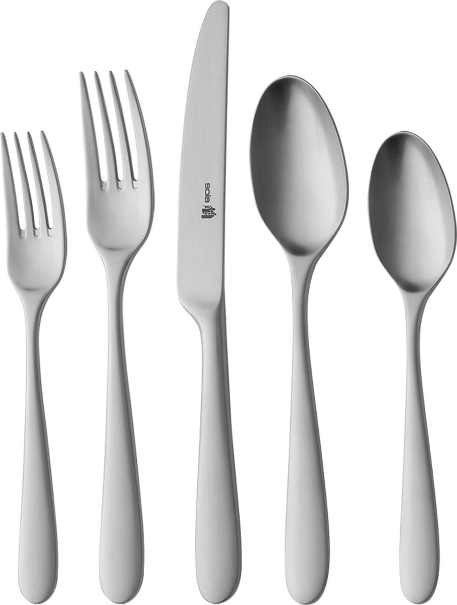 Sola Nordica Mat Bestekset 9 Persoons - 90 Delig RVS Bestek Set - Zilverwit Edelstaal 18/10 - Vaatwasserbestendig - Mat Zilver