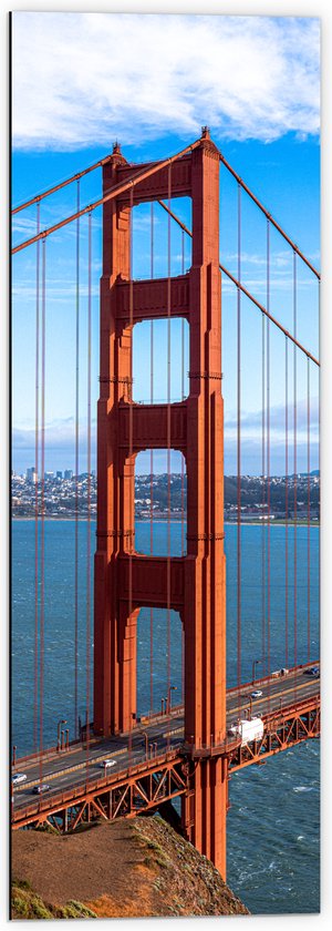 Dibond - Uitzicht op Deel van Golden Gate Bridge op Zonnige Dag - 40x120 cm Foto op Aluminium (Met Ophangsysteem)