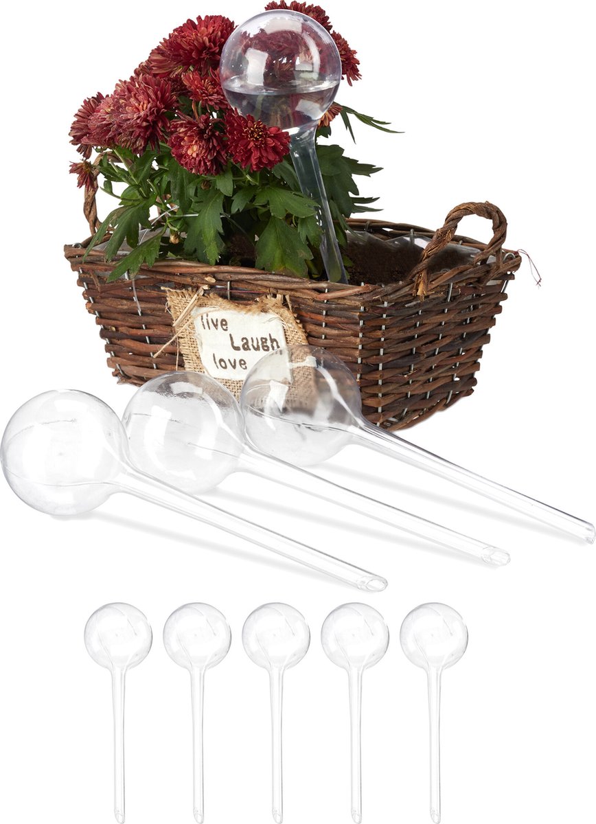 waterdruppelaar - set van 9 - 28 x 8 cm - waterbollen - 250 ml - kunststof - balkon - transparant