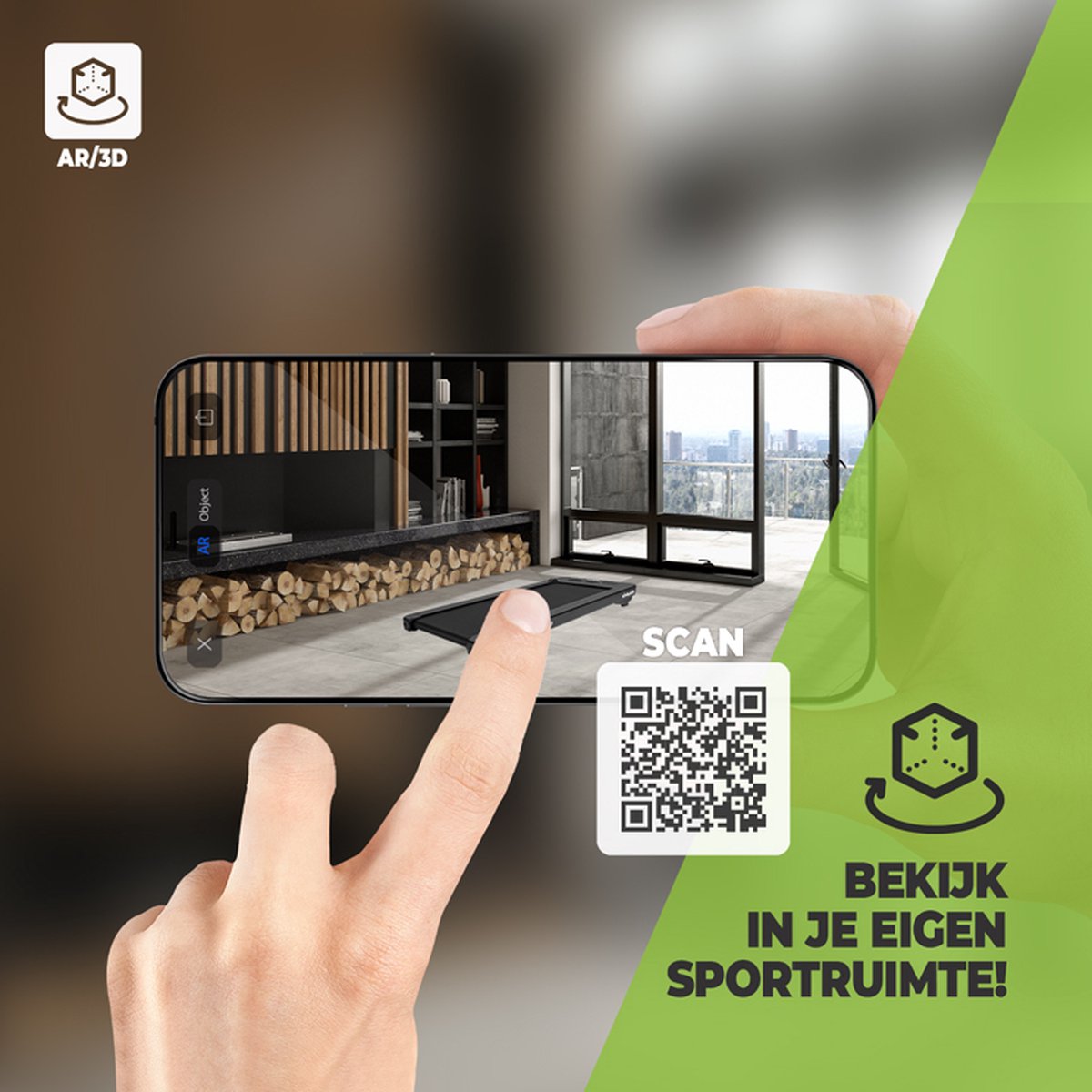 Afbeelding 2 van Virtufit - Walkingpad 100 - Hardloopband - Walking pad - Ingebouwde display - 12 programma's - Max. 8 km/h - Inclusief afstandsbediening - Eenvoudig opbergen