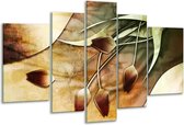 Glasschilderij Tulp - Groen, Geel, Wit - 170x100cm 5Luik - Foto Op Glas - Geen Acrylglas Schilderij - 6000+ Glasschilderijen Collectie - Wanddecoratie