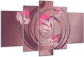 Glasschilderij Modern - Paars, Roze - 170x100cm 5Luik - Foto Op Glas - Geen Acrylglas Schilderij - 6000+ Glasschilderijen Collectie - Wanddecoratie